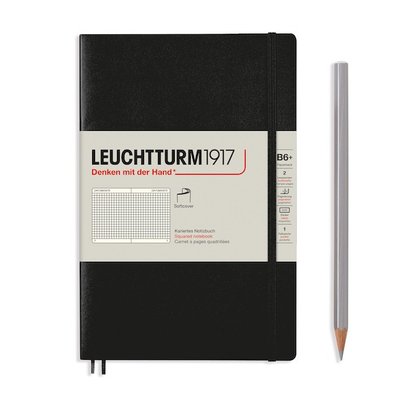 Блокнот Leuchtturm1917 Paperback (B6), М'яка обкладинка, Чорний, Клітинка 362869 фото