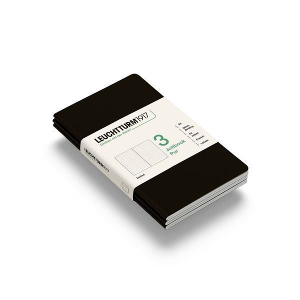 БлокнотиБлокнот Leuchtturm1917, Jottbook Pur, Pocket, Black, 3 шт, крапка придбати