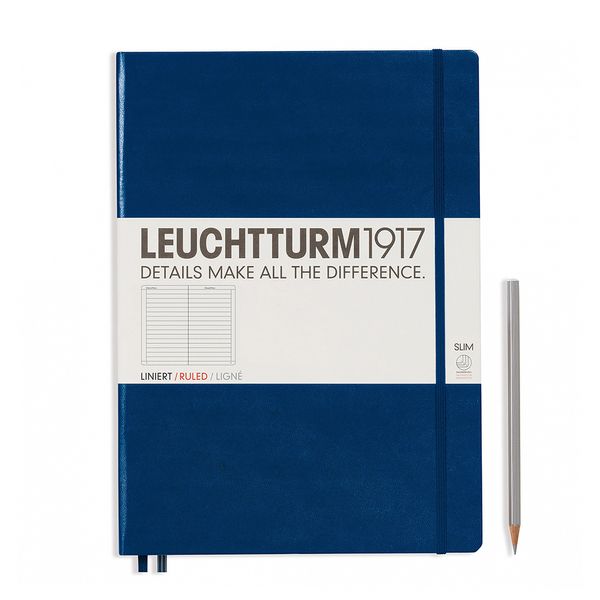 Блокнот Leuchtturm1917 Master Slim A4+, темно-синій, лінія 342926 фото