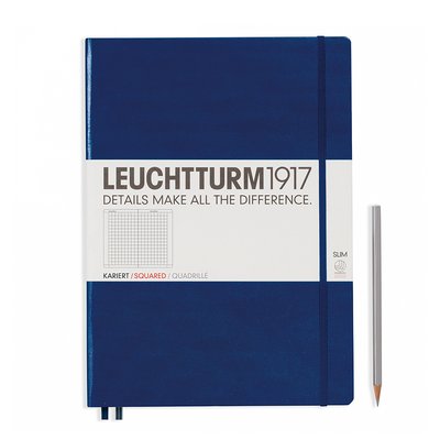 Блокнот Leuchtturm1917 Master Slim A4+, темно-синій, клітинка 342927 фото