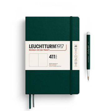 БлокнотиБлокнот Leuchtturm1917, Середній, 411 сторінок, Forest Green, Чисті аркуші придбати